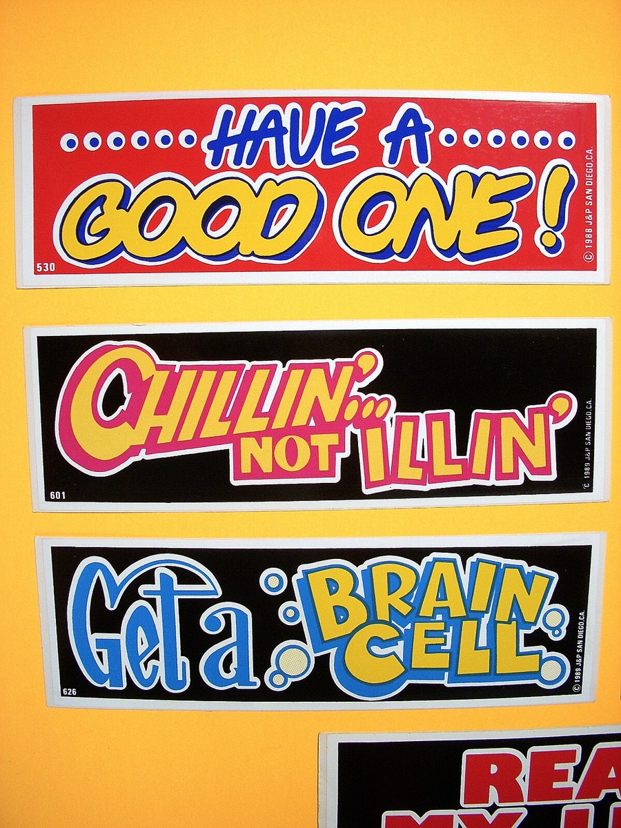 ⭐️ Vintage Lot of 7 Bumper STICKERS Beach CHILL 1980's J&P San