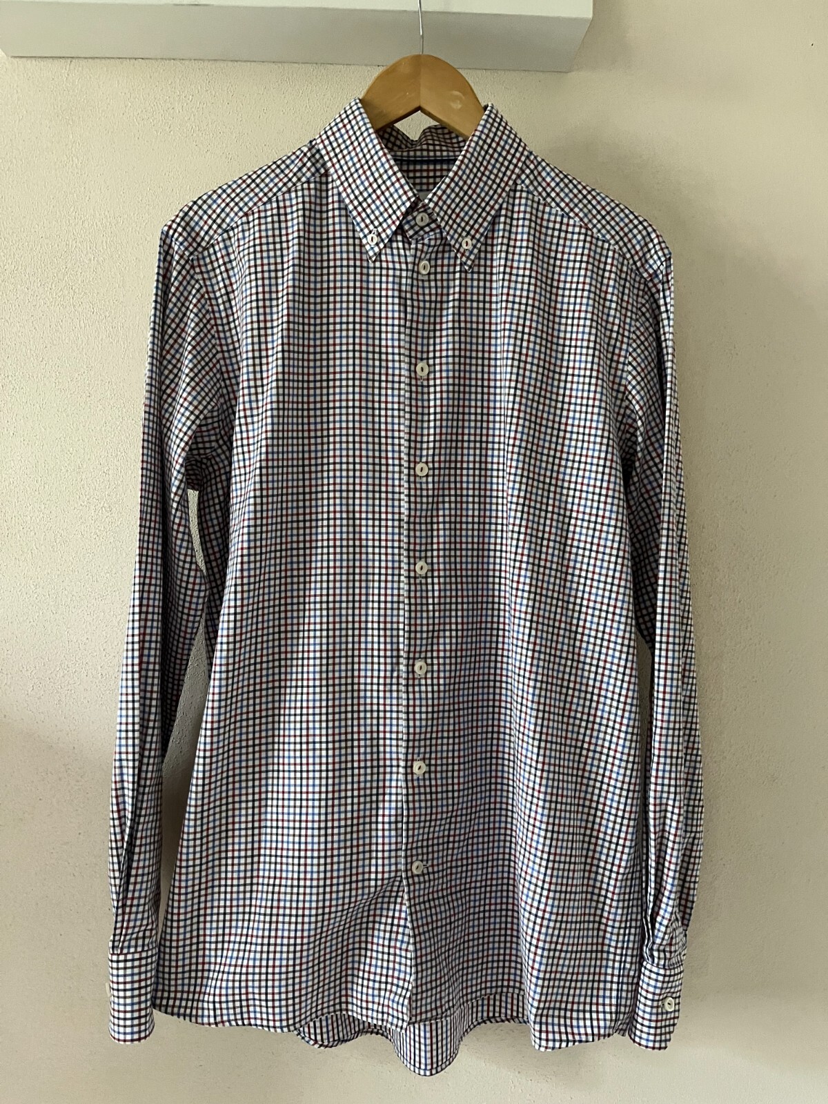 SAINT LAURENT Camicia Eton Contemporary manica lunga a quadri taglia L (16 1 2')