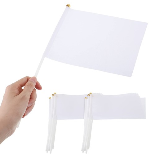 Remerry 100 Pieces Sublimation Flags Blank Small White Blank Flags on Stick f... - Picture 3 of 7