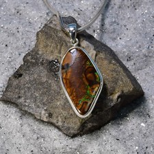 Boulder Opal Anhänger, 925er Silber, Edelsteinanhänger (13478), Edelsteinschmuck