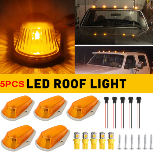 5Pcs For FORD F350 F150 F250 Roof Top 1973-1997 Cab Lights Marker Amber Lights/