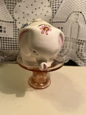 Prestige Place Elephant Trunk Up Cotton Ball Dispenser With Flowers
