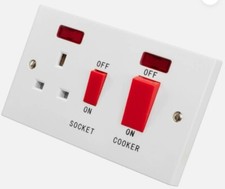 45Amp Spur Cooker Switch Socket Outlet With Switched 13A - Neon Indicator White