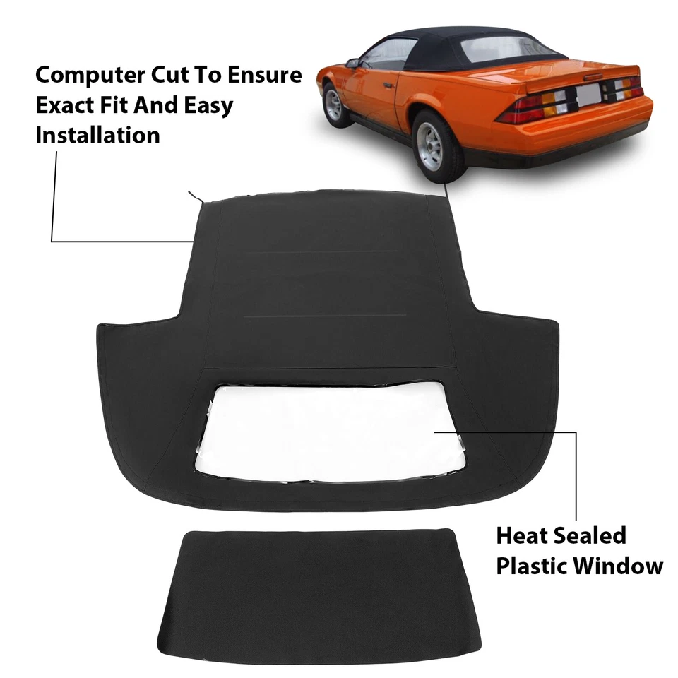 Fits Chevrolet Camaro 87-89 Convertible Soft Top Black Sailcloth Vinyl 50" Wide — 第 3/4 张图片