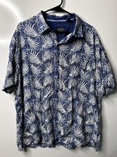 Men’s Nat Nast Short Sleeve Button Down Hawaiian Dress Shirt Blue XL