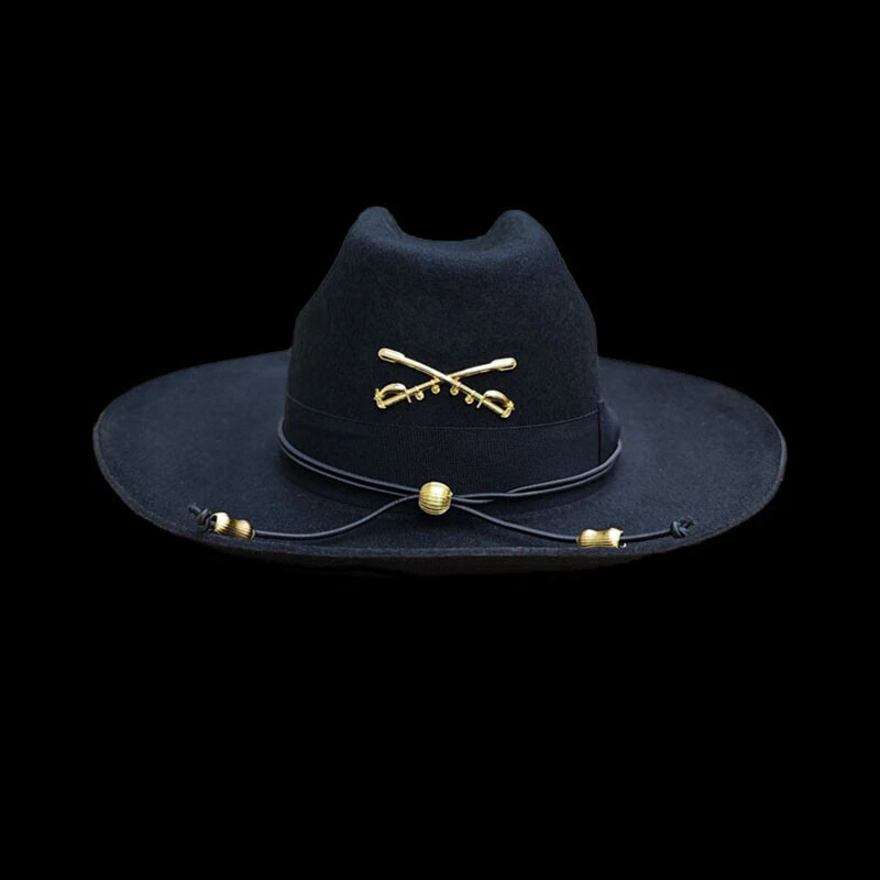 Unisex Caballería Guerra Civil Sable Oficial Moda Sombrero Negro Cuerda Oveja Fieltro Sombrero Foto 2 de 4