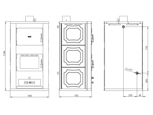 Holzofen PRITY WD W29 mit Wasserwärmetauscher Zentralheizung Ofen - 31.5 Kw - Bild 3 von 5