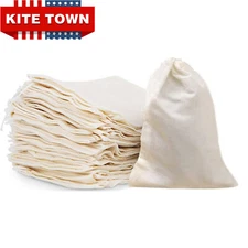 100/300/500/1000psc Cotton Muslin Drawstring Bag for Coffee Tea Bath Soup 3x4"