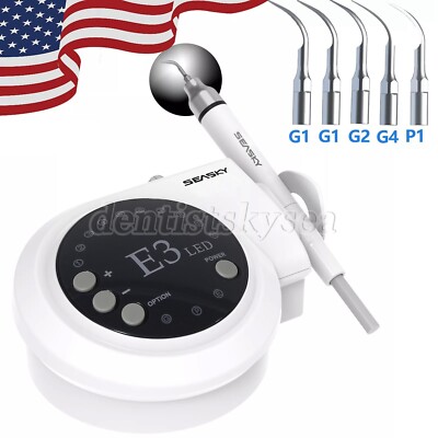 Ultrasonic Piezo Dental Scaler LED Handpiece 5*Tips Fit EMS WOODPECKER Cavitron