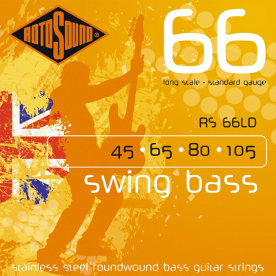Rotosound RS66LD Classic Roundwound Swing Bass Med 4 Strings (.45-105) , New!