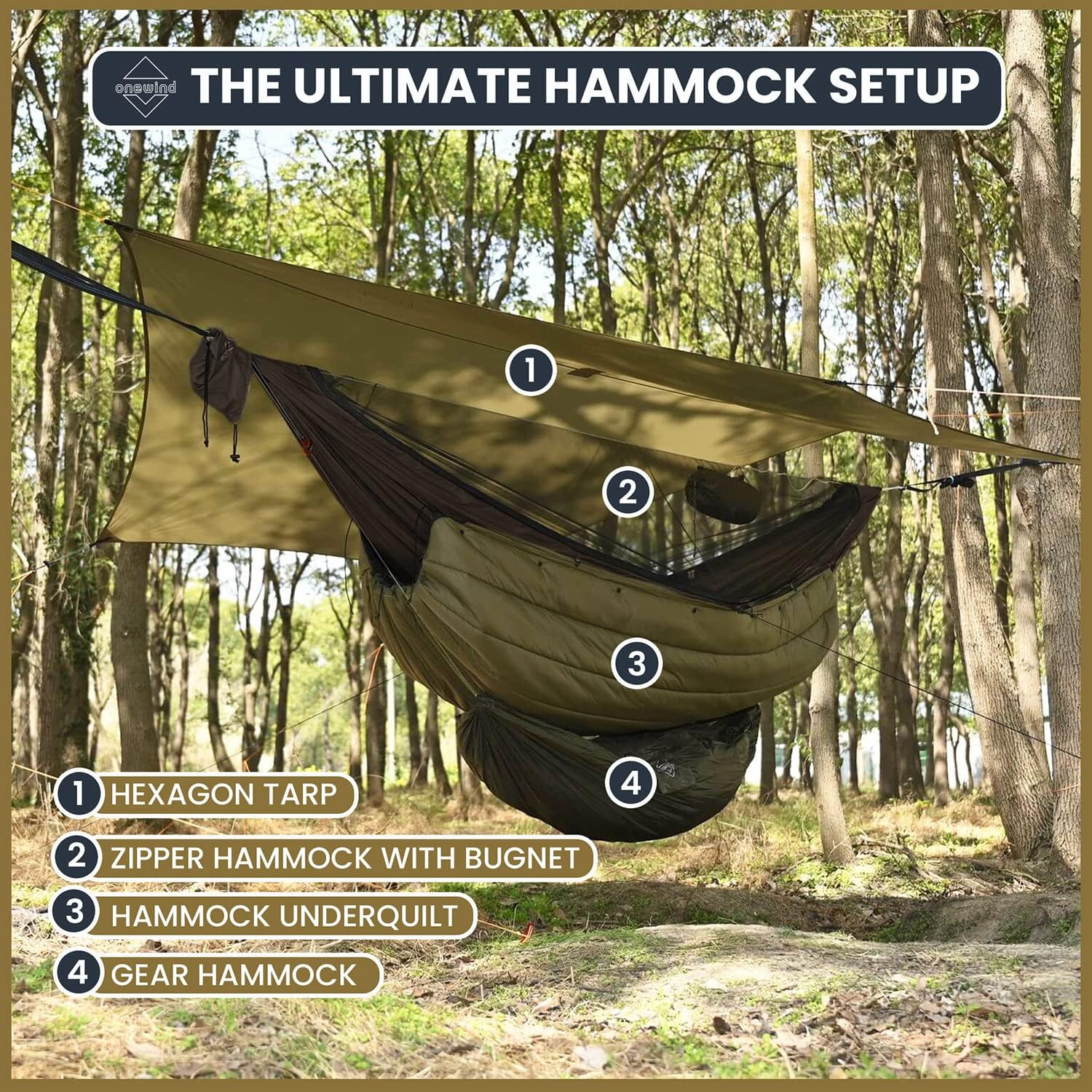 11Ft Camping Hammock with Mosquito Net and Adjustable Ridgeline, Lightweight Por