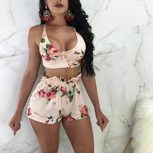 Women Summer Two Piece Set Floral 