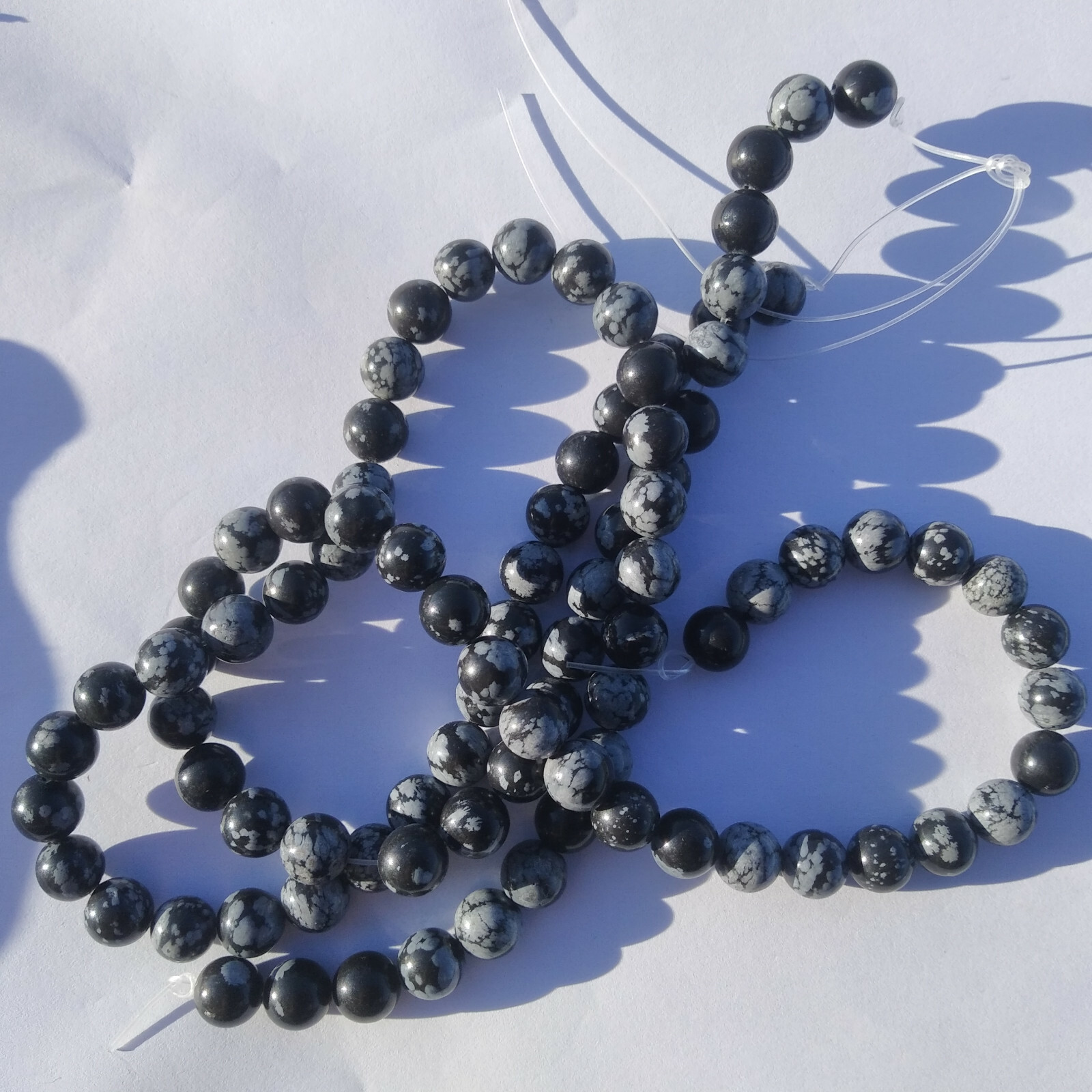 Perles en obsidienne flocon de neige 8mm pour création de bijoux, lot de 90 pièces