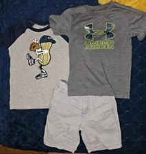 Boy's Mixed Lot Of Three Outfit Set Short Sleeve Graphic T-shirt Shorts Size 6