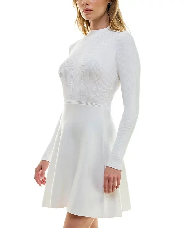 OFF WHITE Abito BCX Junior finto scollo bottoni spalla aderente e svasato bianco sporco taglia S