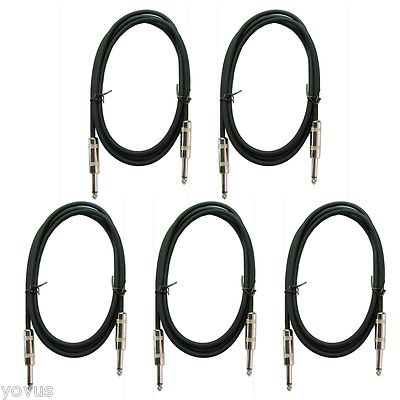 5 pack lot 6 ft foot 1/4 guitar instrument bass keyboard audio patch cable cord