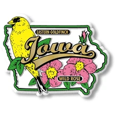 Iowa State Bird and Flower Map Magnet by Classic Magnets