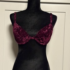 Vintage Victoria's Secret Velvet Push Up Bra Women's Size 36C Purple Underwire