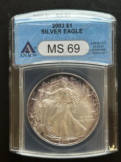 2003 TONER 0.999 SILVER EAGLE. ANACS CERTIFIED MS 69.