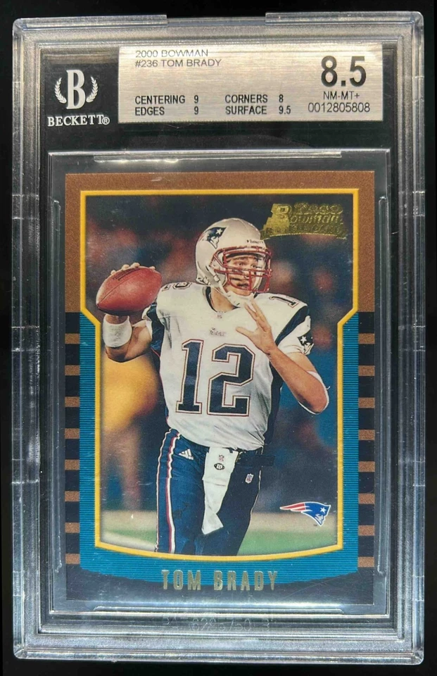 Bowman Tom Brady 2000 novato RC #236 Patriots BGS 8,5
