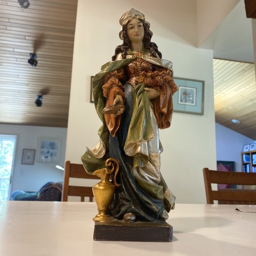 "San Isabel Patrón Santa de Hungría tallado en madera regalo emperador 12""" - Imagen 18 de 18
