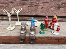 VTG LEAD RR SIGNS RAILROAD POLICE MOTORCYCLE MINIATURES FIGURES LOT