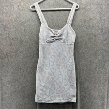Free People Dress Womens Small Gray Sweetheart Neck Ruched Straps Slip Dress