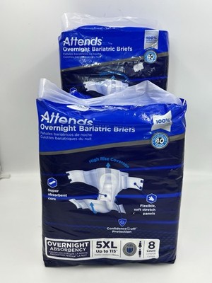 Attends  Overnight Bariatric Briefs, 5X-Large (2 Packs)