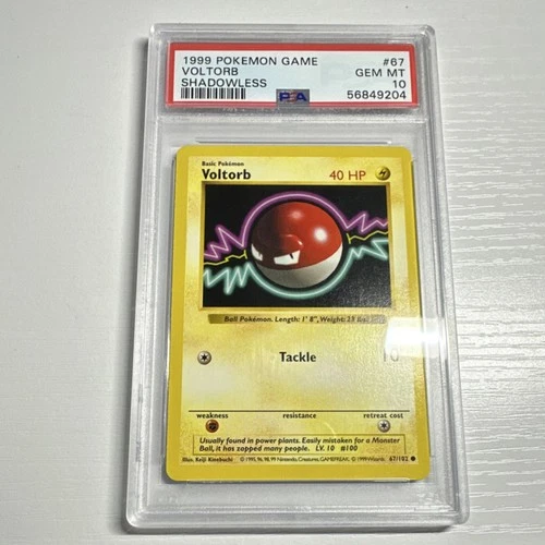 Pokémon Voltorb Base Set Shadowless 067/102 Common 40 HP Basic PSA 10 EN