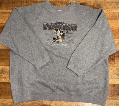 Croft & Barrow Gone Fishing crew neck embroidered fish sweatshirt size XL