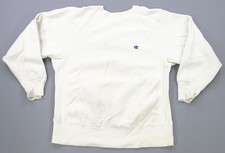 Rare Vintage CHAMPION Crest Logo Reverse Weave Warmup Sweatshirt 80s 90s White L
