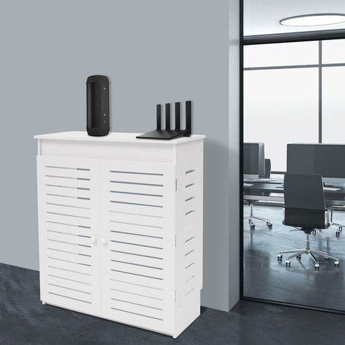 Armadio Portaoggetti Router in PVC Bianco 60x70x25cm Organizer con Gestione Cavi - Foto 5 di 20