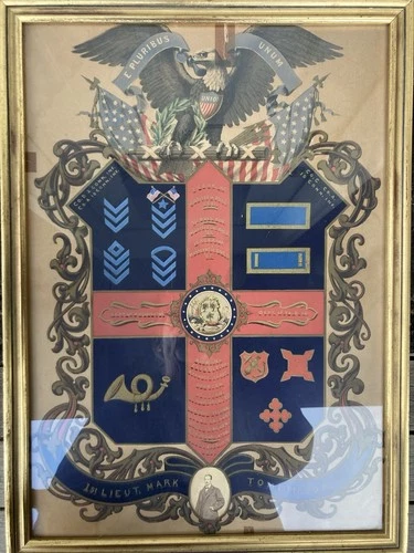 Original Civil War Escutcheon-1st Lieutenant Mark Tomlinson-CT Infantry-Photo