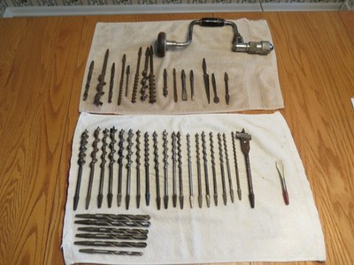 Vintage Stanley 1246 10  Bit Brace Hand Drill with Lots of Bits - VIDEO -