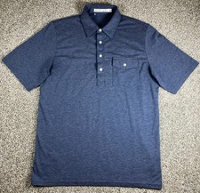 CRIQUET Mens Polo Shirt Pima Cotton Blend Blue Size Medium Front Pocket Stretch