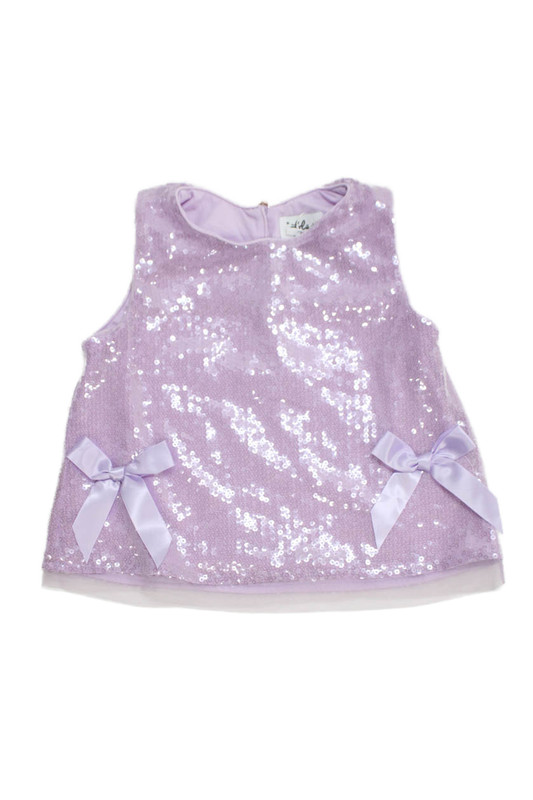 Lola + The Boys Girls Sequins Bow Detail Blouse Top Skirt Set Purple Size 12