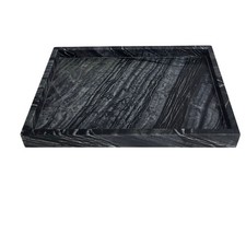 Wood Grain Marble Vanity Tray 12x8 Natural Stone Bathroom Decor Organizer