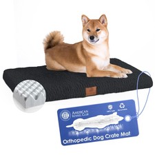 AKC Orthopedic Memory Foam Dog Crate Mat, 36" x 23", Black