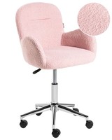 BüRostuhl Bouclé Pastellrosa HöHenverstellbar Drehbar Mit Armlehnen Modern