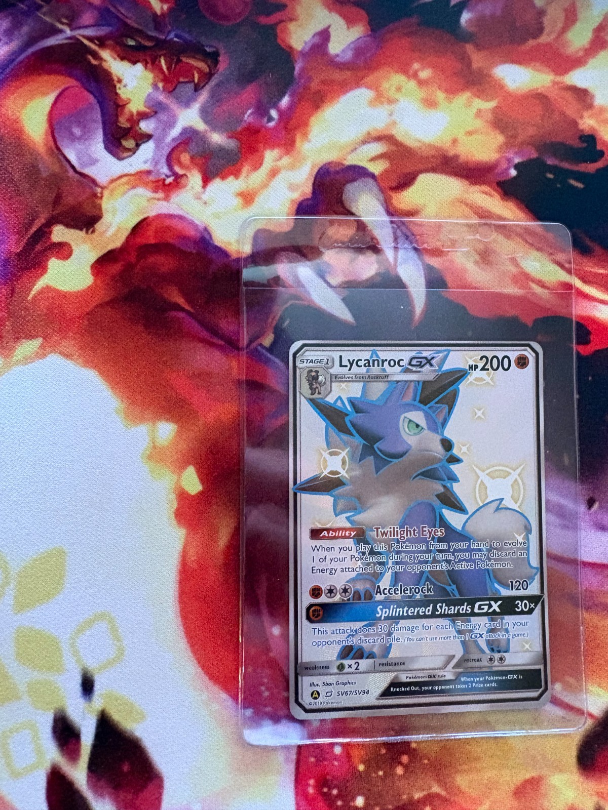 NM-Mint Lycanroc GX - SV67/SV94 - Full Art Ultra Rare Pokemon Hidden Fates: Shin