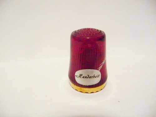 THIMBLE GUILD HANDARBEIT RUBY RED CRYSTAL ULLMANNGLASS GERMANY FLOWERS - Picture 4 of 6