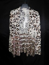 Chico's Size 2 L NWT Viven Cardigan Sweater Leopard Gold Shine Open Front NEW