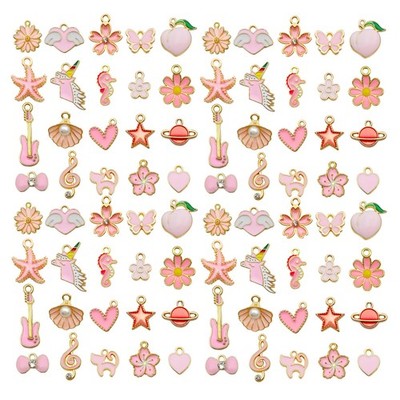 40pcs Assorted Enamel Bracelet Charms for DIY Jewelry Keychain Craft Making
