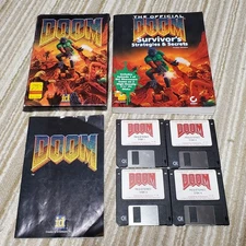 iD Software DOOM 1993 Original 3.5" disks Set v1.2 - CIB Hint Book PC Big Box