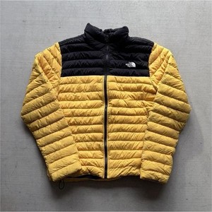 The North Face Puffer Jacket for Men, Yellow Black, M, Zip Closure, Zipper, Logo