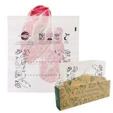 Compostable Food Storage Bags, Large Gallon Resealable Freezer Bags, 50 Count...