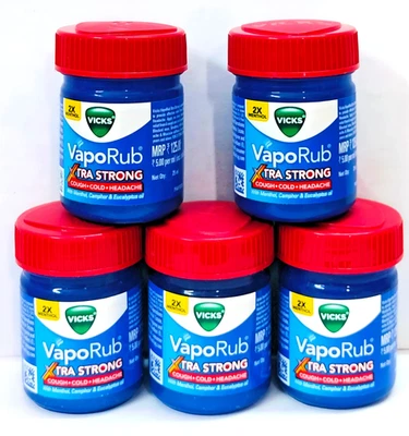 5 X Vicks VapoRub Xtra Strong bei Husten, Schnupfen, laufender Nase &...