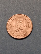 1978 🇻🇪 VENEZUELA 25 CENTIMOS WORLD COIN Y#50.1 EXF-AU DETAIL FREE SHIPPING 