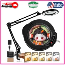 15X Magnifying Glass with Light and Clamp Lighted Magnifying Glass Desk Lamp LED