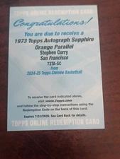 2024-25 Stephen Curry Topps Chrome Sapphire Orange Auto Redemption 73 Topps #/25